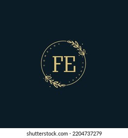 Initial FE beauty monogram and elegant logo design, handwriting logo of initial signature, wedding, fashion, floral and botanical with creative template.