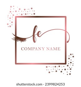 Initial FE calligraphy company eye and eyelash handwriting