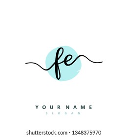 Initial FE handwriting logo