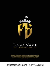 initial FE letter with shield style logo template vector