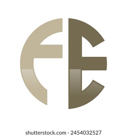 Initial FE Logo in a Cirle Shape Design