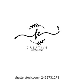 Initial FE logo handwriting botanical branding typography