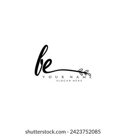 Initial FE logo handwriting floral typography ornament