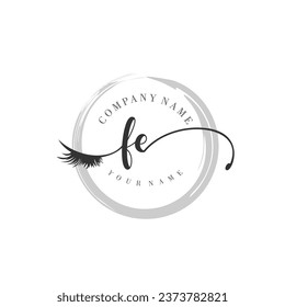 Initial FE monogram eye and eyelash handwriting