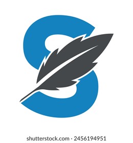 Initial Feather Logo combine with letter S vector template