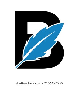 Initial Feather Logo combine with letter B vector template