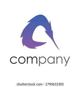 Initial A feather pen logo creative concept
