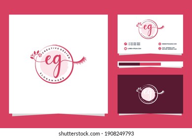 Initial EG Feminine logo collections and business card template.
