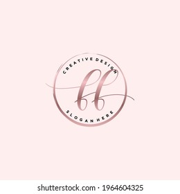 Initial FF beauty monogram and elegant logo design, handwriting logo of initial signature, wedding, fashion, floral and botanical with creative template.