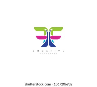 Initial FF letter abstract modern colorful liquid minimalist logo