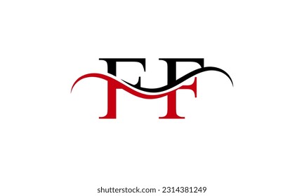 Initial FF letter Logo With Swoosh Design Graphic Vector Template for Business and Company Identity.