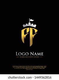 initial FF letter with shield style logo template vector