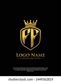 initial FF letter with shield style logo template vector