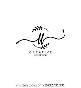 Initial FF logo handwriting botanical branding typography