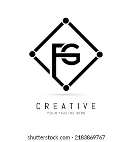  Initial FG Black Letter Logo Design with Black Square Vector Illustration Template.