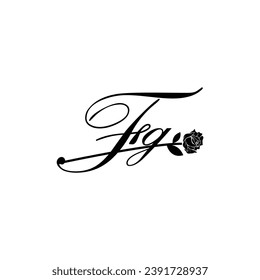 Initial FG handwriting flower typography ornament modern