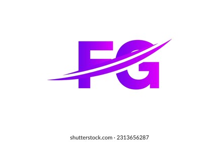 Logo de la carta FG inicial con plantilla de vectores gráficos de diseño Swoosh para identidad de empresa y empresa.