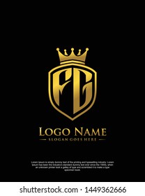 initial FG letter with shield style logo template vector