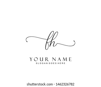 Initial FH beauty monogram and elegant logo design, handwriting logo of initial signature, wedding, fashion, floral and botanical with creative template.