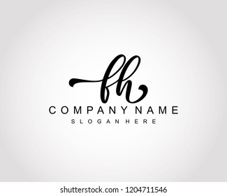 Initial FH handwriting logo vector