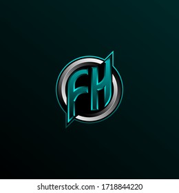 Initial FH logo design, Initial FH logo design with Circle style, Logo for game, esport, community or business.