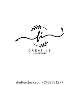 Initial FI logo handwriting botanical branding typography
