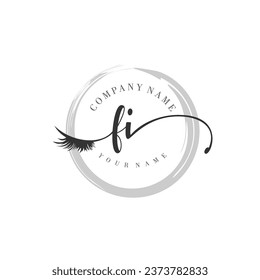 Initial FI monogram eye and eyelash handwriting