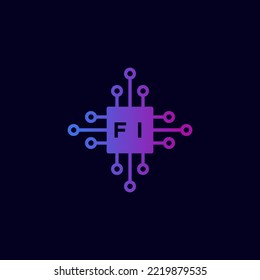 Initial FI Technology Logo Vector Art Icons and Graphics