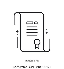 Initial Filing icon. Outline style icon design isolated on white background