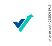 Initial Financial Logo On Letter V Concept With Growth Arrow Icon cool color