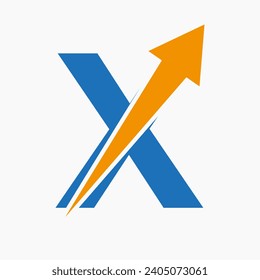 Initial Financial Logo On Letter X Concept With Growth Arrow Icon