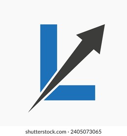 Initial Financial Logo On Letter L Concept With Growth Arrow Icon