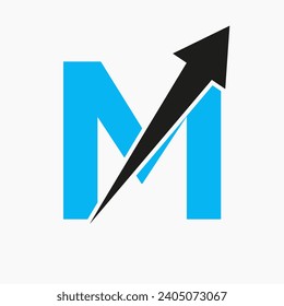 Initial Financial Logo On Letter M Concept With Growth Arrow Icon