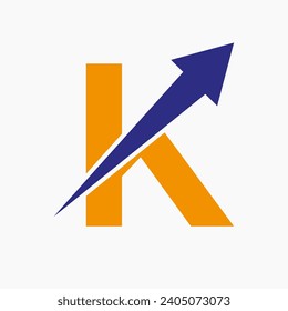 Initial Financial Logo On Letter K Concept With Growth Arrow Icon