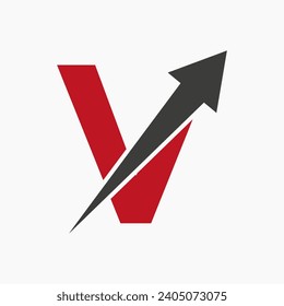 Initial Financial Logo On Letter V Concept With Growth Arrow Icon