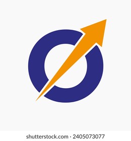 Initial Financial Logo On Letter O Concept With Growth Arrow Icon