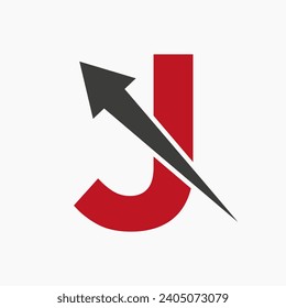 Initial Financial Logo On Letter J Concept With Growth Arrow Icon