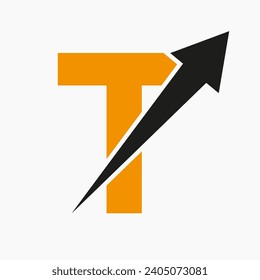 Initial Financial Logo On Letter T Concept With Growth Arrow Icon