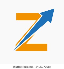 Initial Financial Logo On Letter Z Concept With Growth Arrow Icon