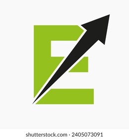 Initial Financial Logo On Letter E Concept With Growth Arrow Icon