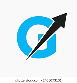 Initial Financial Logo On Letter G Concept With Growth Arrow Icon