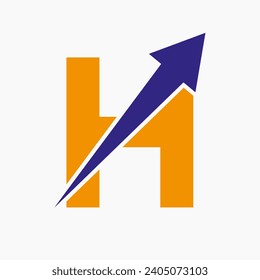 Logotipo financiero inicial en la letra H Concepto con icono de flecha de crecimiento