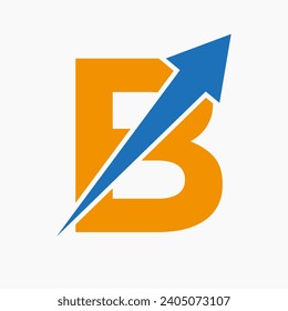 Initial Financial Logo On Letter B Concept With Growth Arrow Icon