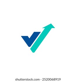 Logotipo financeiro inicial na letra V Conceito com seta de crescimento ícone cor fria