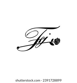 Initial FJ handwriting flower typography ornament modern