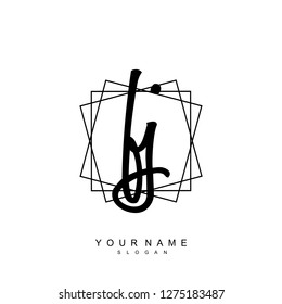 Initial FJ handwriting logo vector