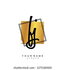 Initial FJ handwriting logo vector