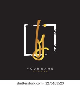 Initial FJ handwriting logo vector