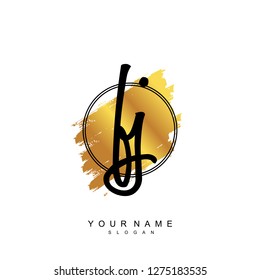 Initial FJ handwriting logo vector