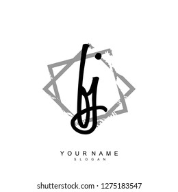 Initial FJ handwriting logo vector